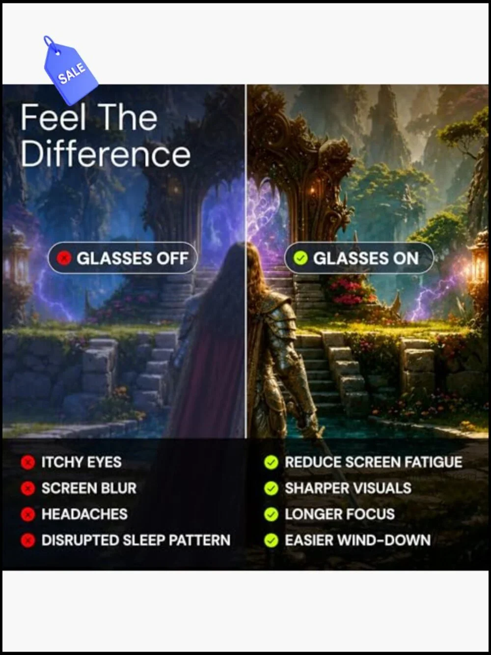 Blue Light Blocking Gaming Glasses TR90 Frame Anti Glare for Men Women